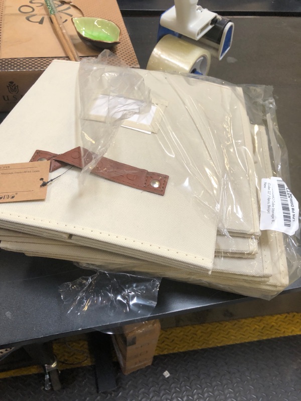 Photo 1 of DECOMOMO Storage Bins, Cube Storage Bin with Labels, Fabric Storage Cubes for Shelves (10.5" x 11" / 6pcs, Beige)