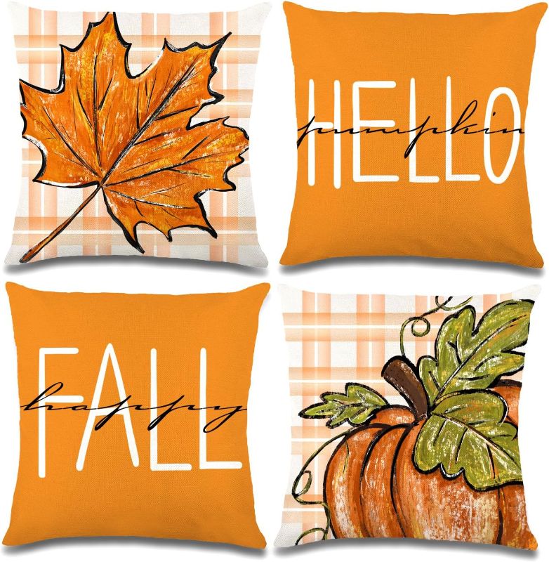 Photo 1 of 
YUJUN 4 PCS Fall Pillow Covers Decoration,20x20in Buffalo Plaid Farmhouse Pumpkin Maple Leaves Thanksgiving Fall Throw Pillows Cushion Case Couch Decor for Autumn Home Outdoor Decorations
