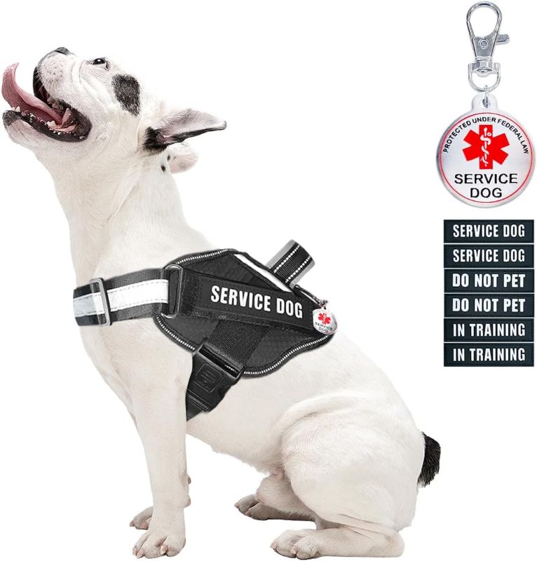 Photo 1 of Service Dog Vest+Service Dog Tag+6 Patches, Bestalk Lightweight in Training Dog Harness, Reflective Do Not Pet Dog Vests with Soft Padded Handle for Small, Medium, Large Dogs
