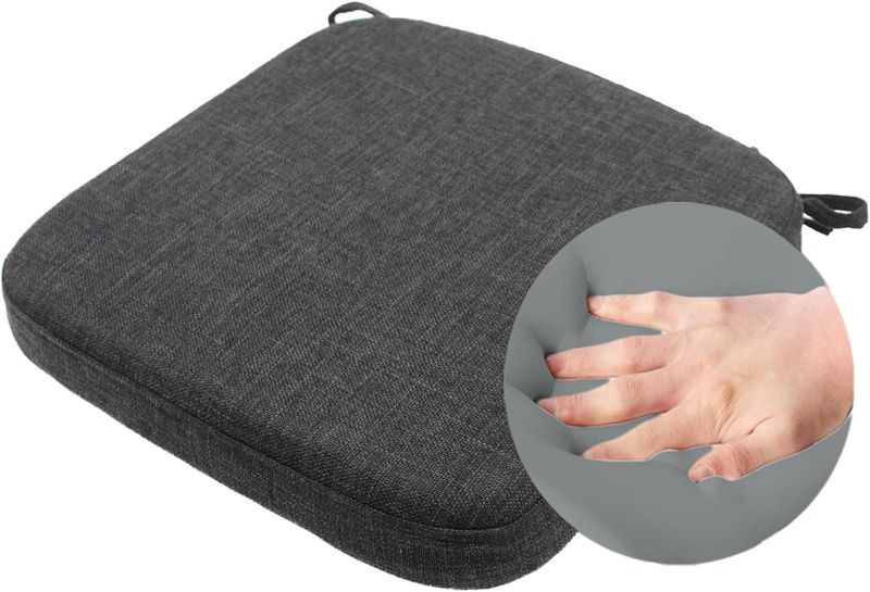 Photo 1 of 2 in Thick Memory Foam Chair Cushions for Kitchen Chairs - Non Slip Kitchen Seat Pad and Cushion with Machine Washable Cover [15 X 15 X 2 Inches] - Black