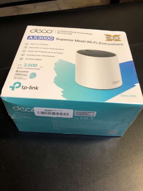 Photo 2 of TP-Link Deco AX3000 WiFi 6 Mesh System Deco X55- Covers up to 2500 Sq.Ft., Replaces Wireless Router and Extender, 3 Gigabit Ports, Supports Ethernet Backhaul(1-Pack)