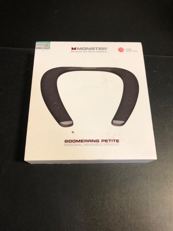 Photo 2 of Monster Boomerang Petite Neck Speaker, Neckband Bluetooth Speaker with 15H Playtime, aptX High Fidelity 3D Stereo Sound, Low Latency, Built-in Mic, IPX5 Waterproof Wearable Speaker for Home Outdoor