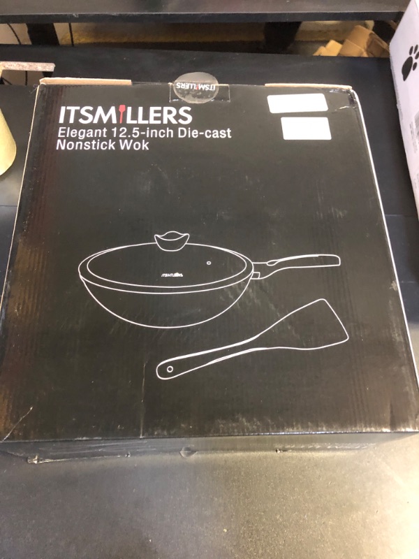 Photo 2 of ITSMILLERS Nonstick Wok Aluminium Die-casting Chinese Wok, Scratch Resistant With Lid and Spatula, PFOA-Free, Dishwasher Safe & Induction Bottom,12.5 Inch,6L,Large Capacity