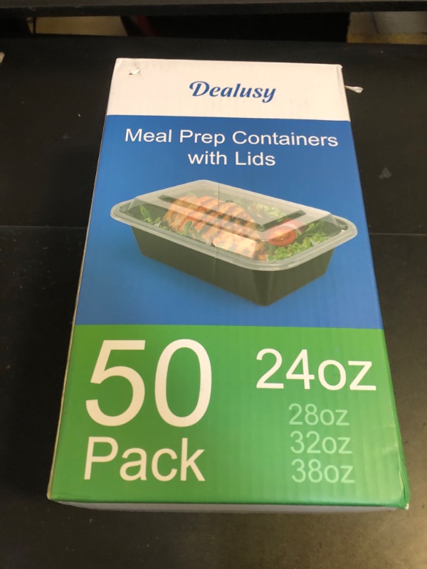 Photo 2 of Dealusy 50 Pack (100-Piece) 24 oz Meal Prep Containers Reusable with Lids, Sturdy Leakproof & Food Safe, Microwave, Freezer, Dishwasher Safe Food Prep Containers, To Go Take Out Plastic Food Storage