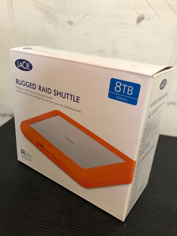 Photo 2 of LaCie Rugged Raid Shuttle 8TB External Hard Drive Portable HDD - USB-C USB 3.0 Compatible, Drop Shock Dust Water Resistant, for Mac and PC Computer Desktop Laptop, 1 Mo Adobe CC (STHT8000800)