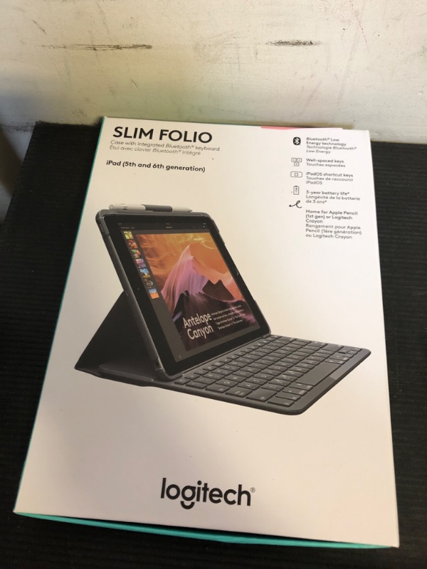 Photo 2 of Logitech SLIM FOLIO Keyboard Case for 9.7" iPad 5th/6th Gen