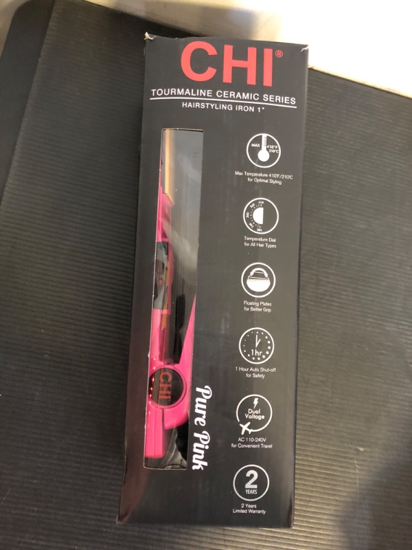 Photo 2 of CHI Tourmaline Ceramic Hair Straightening Flat Iron | 1" Plates | Pure Pink | Professional Salon Model Hair Straightener