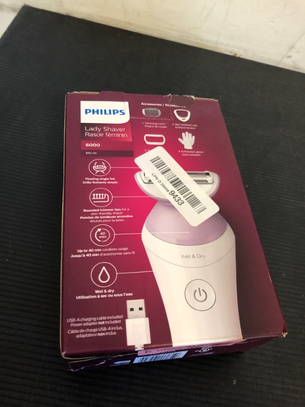 Photo 2 of Philips Beauty Lady Electric Shaver Series 6000, Cordless with 4 Accessories, BRL136/00, White