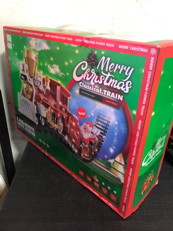 Photo 1 of SWATOW Christmas Train Set for Kids Remote Control Train with Smoke Light Sound, Steam Locomotive Railroad Carriages Rechargeable RC Toy Train, Gift for Boys and Girls