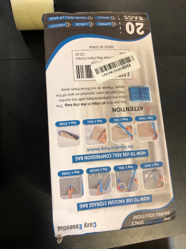 Photo 1 of 20 Pack Vacuum Storage Bags, Space Saver Bags (4 Jumbo/4 Large/4 Medium/4 Small/4 Roll) Compression for Comforters and Blankets, Sealer Clothes Storage, Hand Pump Included