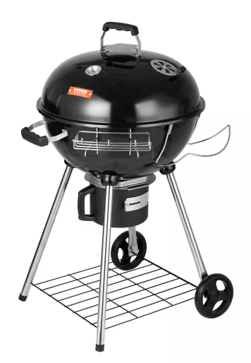 Photo 1 of 22 in. Kettle Charcoal Grill with Porcelain-Enameled Lid,Bowl,Slide Out Ash Catcher Thermometer Kettle Grill,Black
