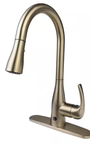 Photo 1 of Motion Activated Single-Handle Pull-Down Sprayer Kitchen Faucet in Champagne Gold
