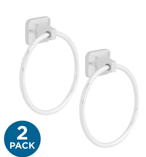 Photo 1 of Futura Wall Mount Round Closed Towel Ring Bath Hardware Accessory in Polished Chrome (2-Pack)
