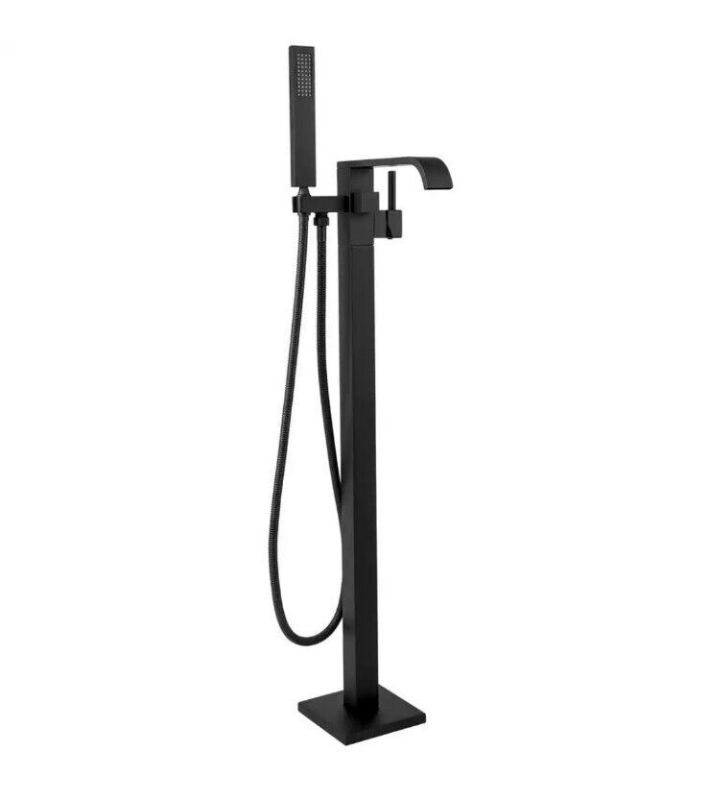 Photo 1 of AKDY 1-Handle Freestanding Floor Mount Tub Faucet Bathtub Filler in Matte Black
