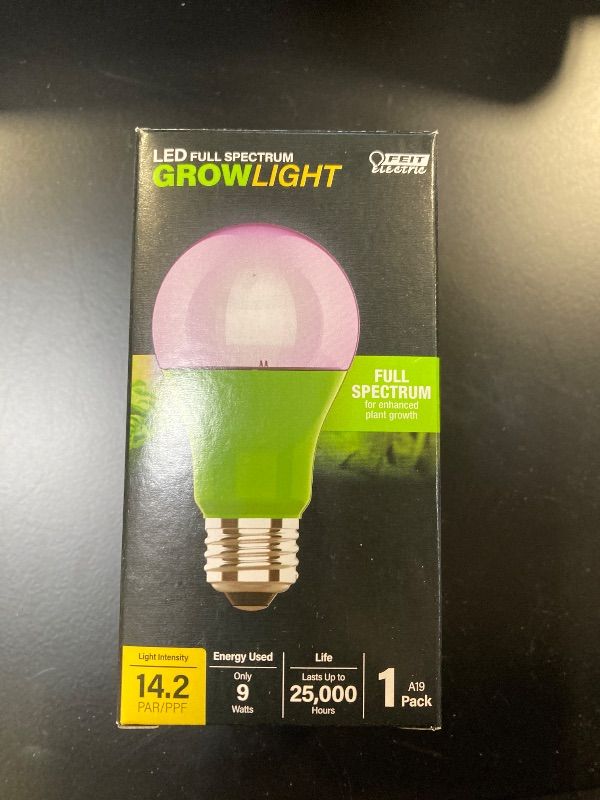 Photo 2 of Feit Electric A19/GROW/LEDG2/BX Full Spectrum Led 60W Equivalent A19 Non-Dimmable Hydro Grow Light Bulb, Green