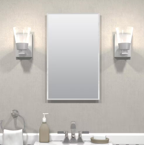 Photo 1 of 16 in. W x 26 in. H Rectangular Recessed or Surface Mount Frameless Beveled Mirror Medicine Cabinet
