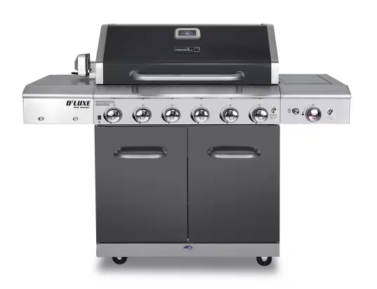 Photo 1 of Deluxe 6-Burner Propane Gas Grill in Slate with Ceramic Searing Side Burner 
