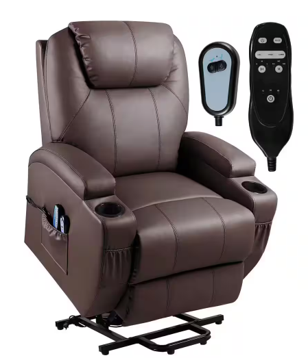 Photo 1 of Brown Leather Standard (No Motion) Recliner with Power Lift


