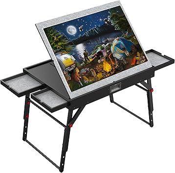 Photo 1 of QUOKKA Jigsaw Puzzle Table for Adults with Drawers - | Foldable | Portable | Adjustable Legs | - 32x24 Patent Pending Wooden Puzzle Board with Cover for 1000-1500 - Pieces