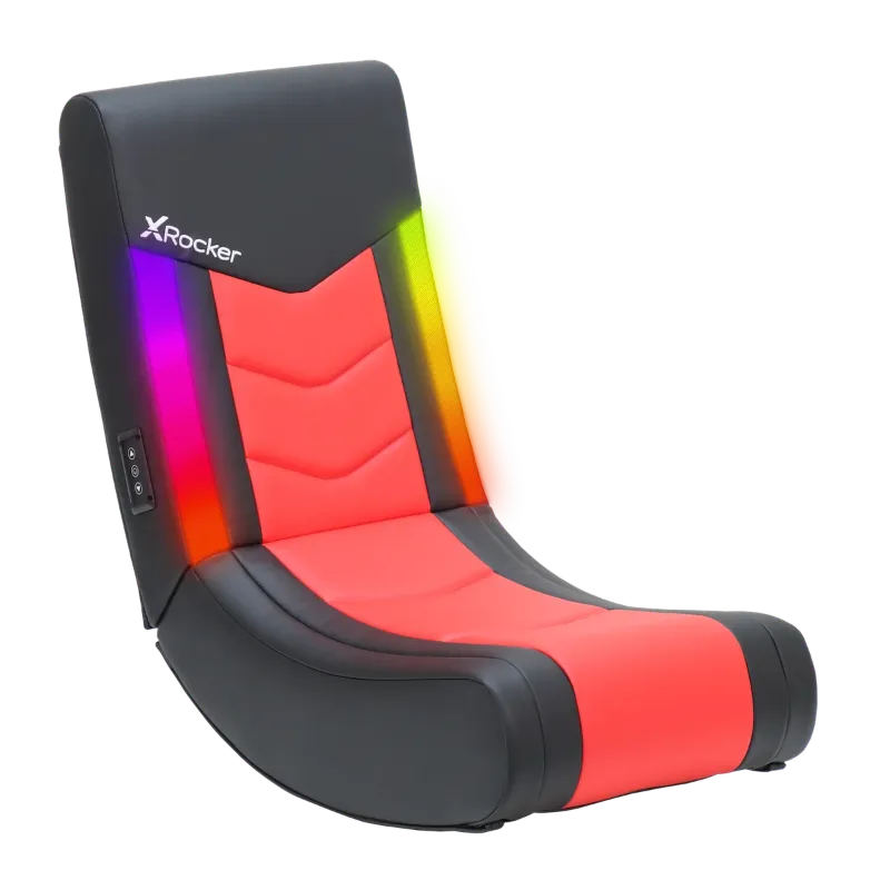 Photo 1 of X Rocker Solo Floor Rocker Gaming Chair with RGB Lighting, Red
