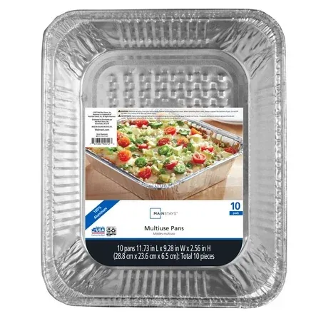 Photo 1 of Mainstays Aluminum Foil Rectangular Multi-Use Half Steam Pan Set, 10 Count 11.73" x 9.28" x 2.56"
