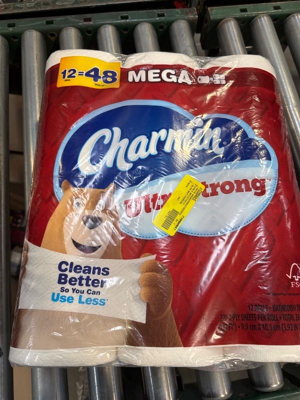 Photo 2 of Charmin Ultra Strong Toilet Paper Mega Rolls, 4" x 3-15/16", White, 220 Sheets Per Roll, Pack of 12 Mega Rolls