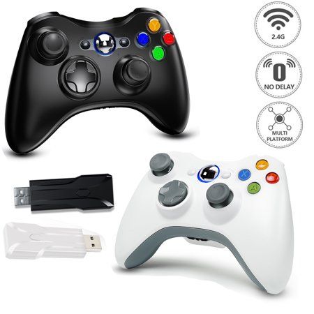 Photo 1 of 2Packs 2.4G Wireless Controller for Xbox 360 Wireless Remote Controller Gamepad with Non-Slip Joystick Thumb Grips & Double Shock Live Play for Xbox 3
