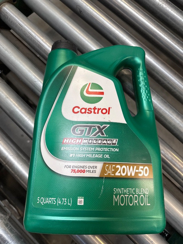 Photo 2 of Castrol GTX High Mileage 20W-50 Synthetic Blend Motor Oil, 5 Quarts