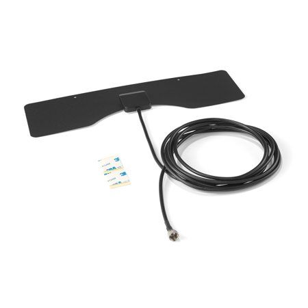 Photo 1 of Onn. Indoor Ultra-Thin High Definition Antenna with 25 Mile Reception Range and 10-ft Coax Cable for Easy Placement.
