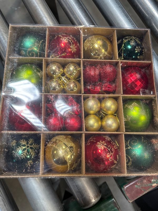 Photo 2 of BeePrincess 44 Piece Christmas Ornament Set, Christmas Ball, Red, Gold, and Green, Christmas Tree Decorations
