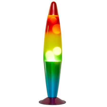 Photo 1 of Urban Shop 16 Rainbow Lava Motion Volcano Lamp White Wax Rainbow Painted Metal Base
