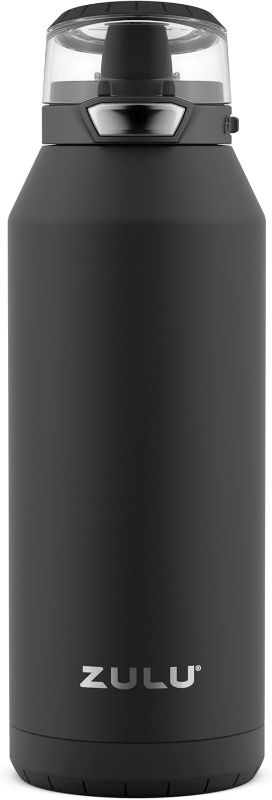 Photo 1 of ZULU Swift 32 Fluid Ounce Stainless Steel Vacuum Insulated Water Bottle with Silicone Straw Black
