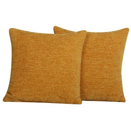 Photo 1 of Mainstays Chenille Yellow Pillow 18 X18 2 Pack
