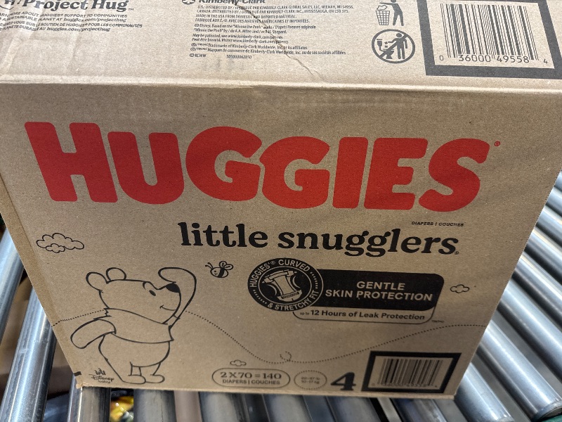 Photo 3 of Huggies Size 4 Diapers, Little Snugglers Baby Diapers, Size 4 (22-37 lbs), 140 Ct (2 packs of 70)