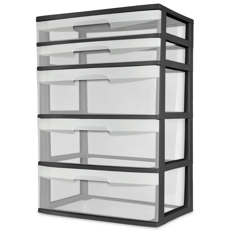 Photo 1 of Sterilite Plastic 5 Drawer Wide Tower Black
