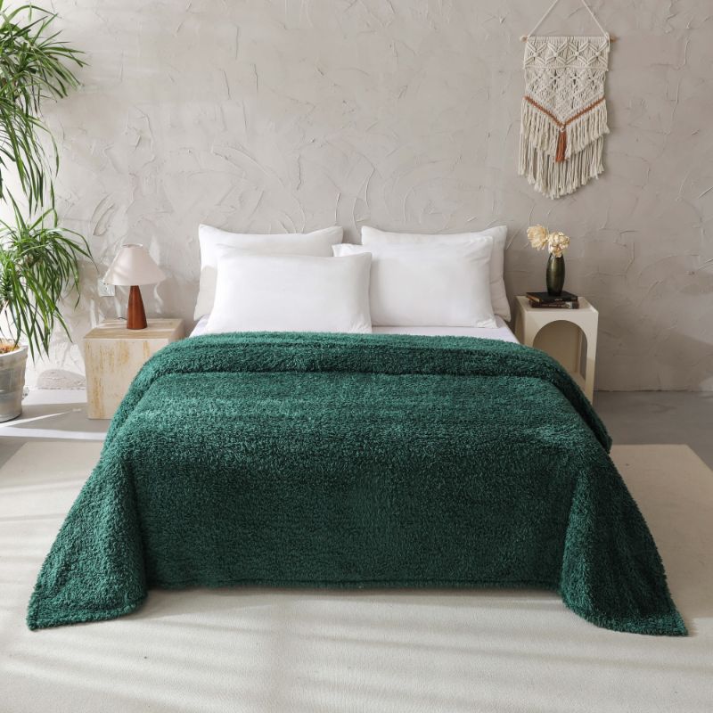 Photo 1 of Mainstays Faux Shearling Blanket, Dk. Green, Full/Queen 90"X90", for Adult
