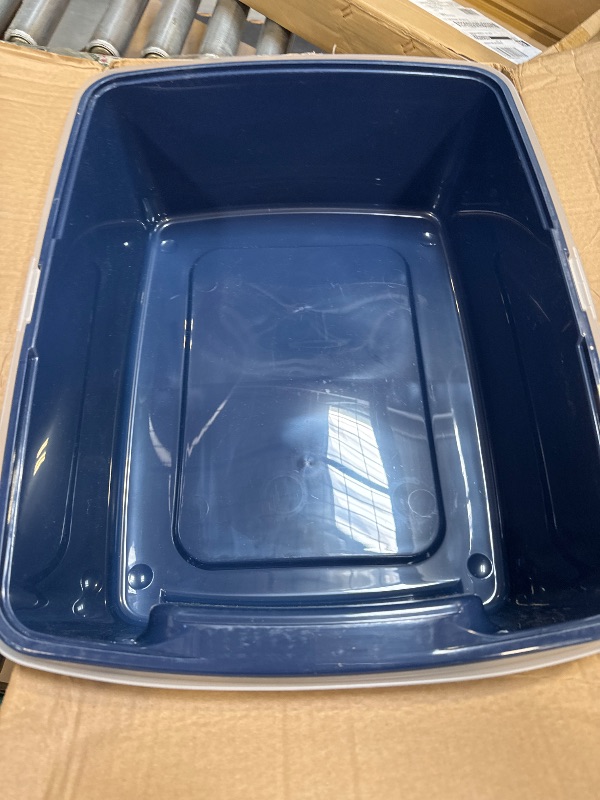 Photo 2 of IRIS USA High Sided Cat Litter Box with Scatter Shield and Scoop, Open Top Cat Litter Pan, Navy