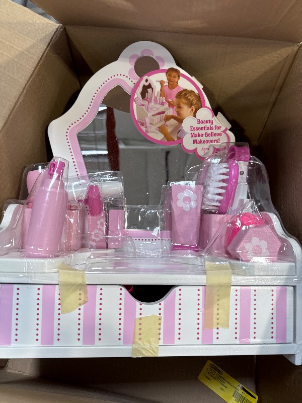 Photo 2 of Melissa & Doug Wooden Beauty Salon Play Set With Vanity and Accessories - 18pc
