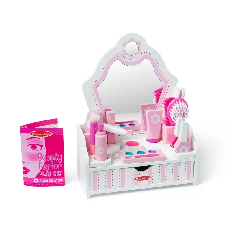 Photo 1 of Melissa & Doug Wooden Beauty Salon Play Set With Vanity and Accessories - 18pc
