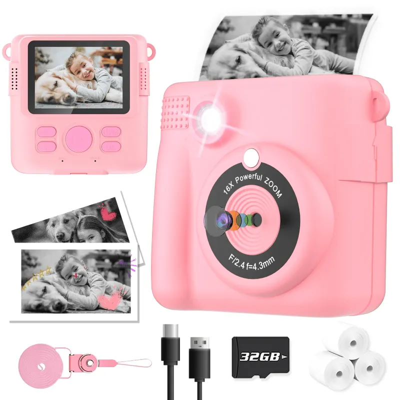 Photo 1 of BYSERTEN Kids Camera Instant Print Portable Digital Cameras for Boys & Girls Age 6-12 Birthday Gifts - Pink
