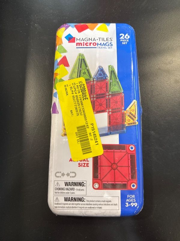 Photo 2 of MAGNA-TILES microMAGS 26-Piece Travel Magnetic Construction Set – Bold Colors, The Original Magnetic Building Brand