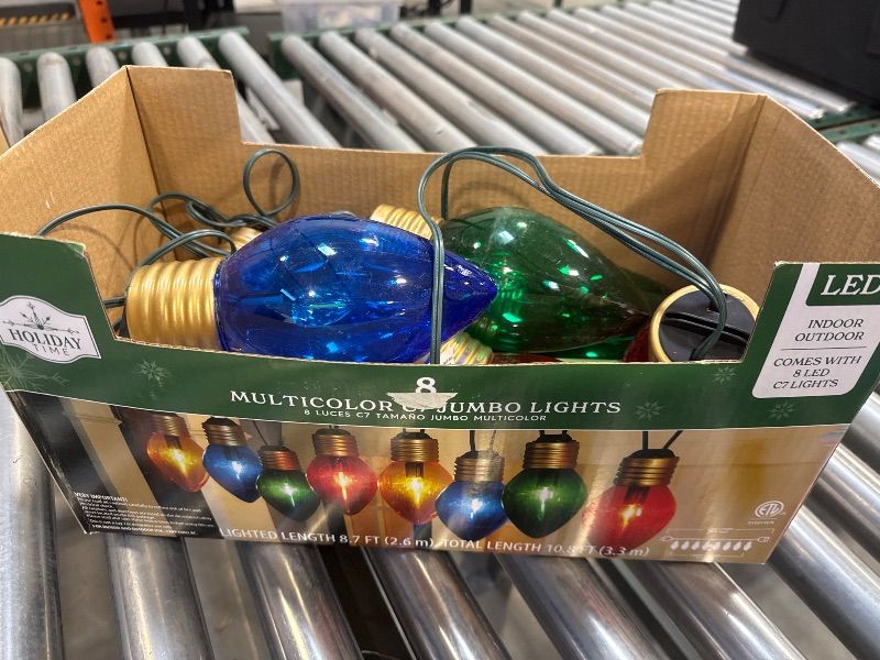 Photo 2 of 8-Count LED Jumbo Multicolor C9 Christmas String Lights, 10.8', Holiday Time
