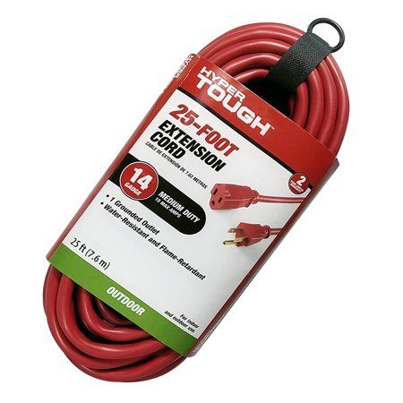 Photo 1 of Hyper Tough 25FT 14AWG 3 Prong Red for Indoor and Outdoor Use Extension Cord
