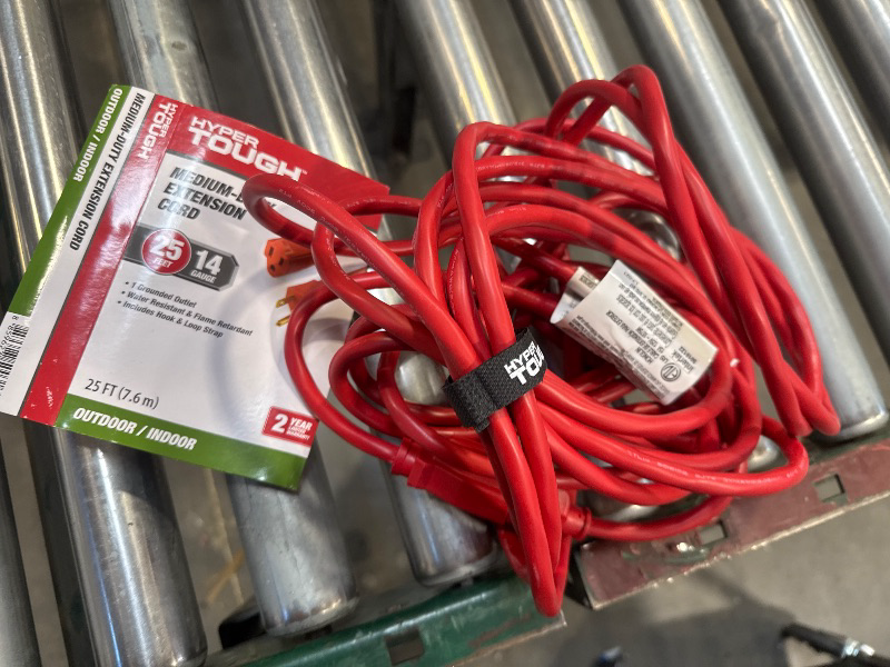 Photo 2 of Hyper Tough 25FT 14AWG 3 Prong Red for Indoor and Outdoor Use Extension Cord
