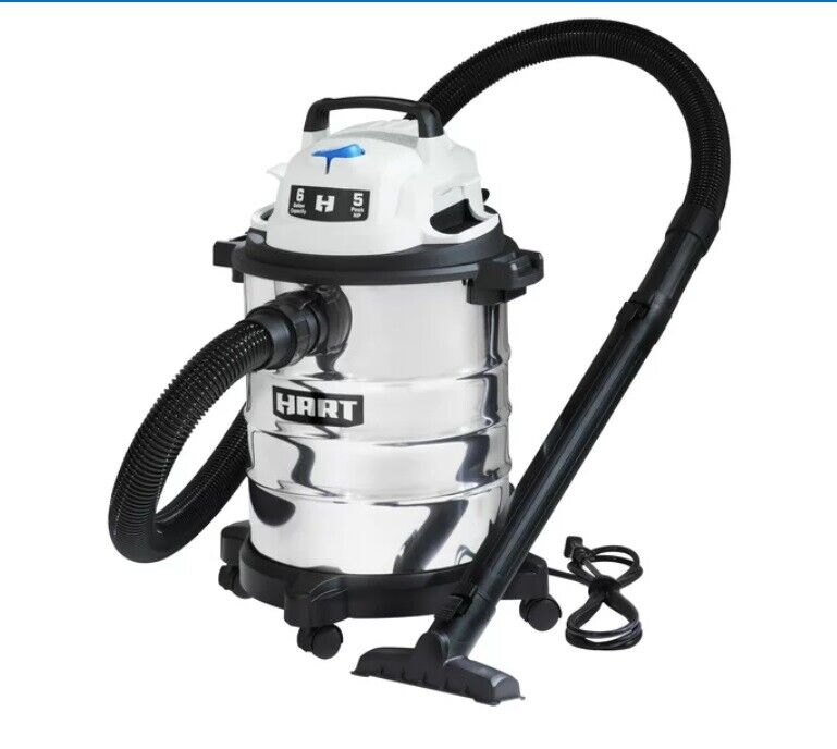 Photo 1 of HART 6 Gallon 5 Peak HP Stainless Steel Wet/Dry Vacuum with Bonus Car Cleaning Kit
