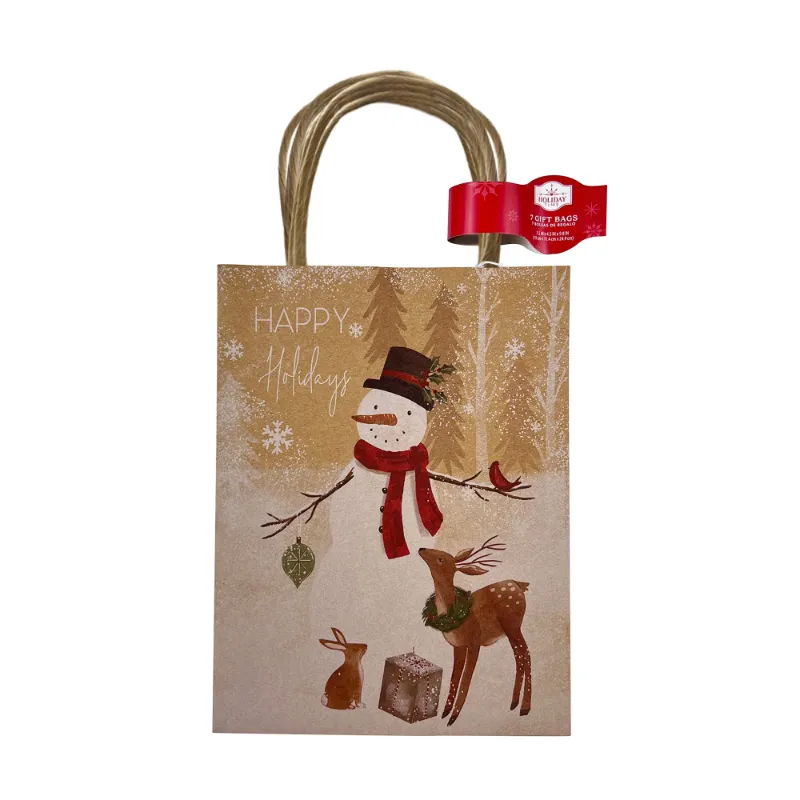 Photo 1 of Pack of 2 Kraft Paper Christmas Gift Bag Set, 7 Pieces, by Holiday Time
