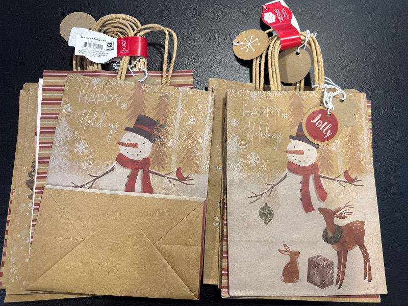 Photo 2 of Pack of 2 Kraft Paper Christmas Gift Bag Set, 7 Pieces, by Holiday Time
