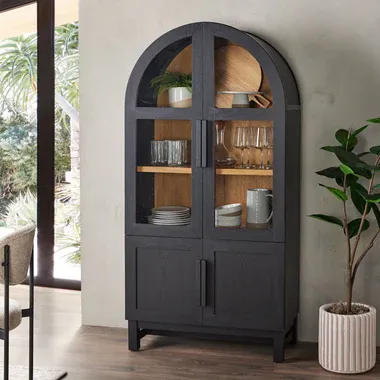 Photo 1 of Better Homes & GardensJuliet Kitchen Rounded Solid Wood Frame Arc Cabinet, Black Finish
