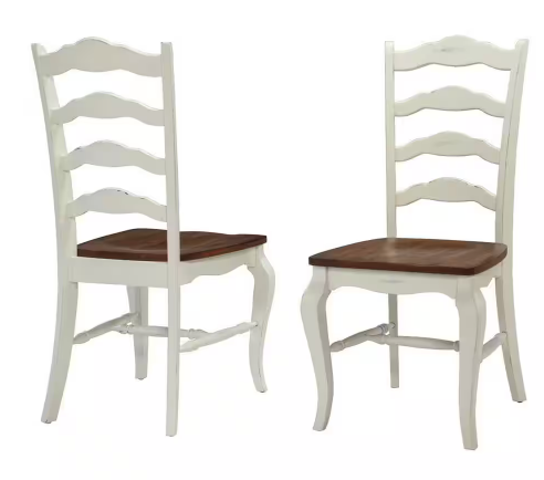 Photo 1 of French Countryside Rubbed White Oak Dining Chair (Set of 2)
