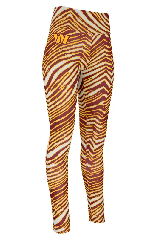 Photo 1 of Zubaz NFL Women's Basic Zebra Print Legging, Washington Commanders Medium 
